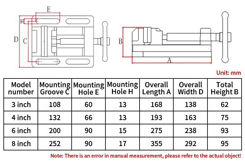Führungsstangenschraubstock, robuste Präzisionsbohrmaschine, Flachzange, Tischbohrmaschine, Fräsmaschine, Schraubstockvorrichtung, 4, 6, 8 Zoll – Detail 7