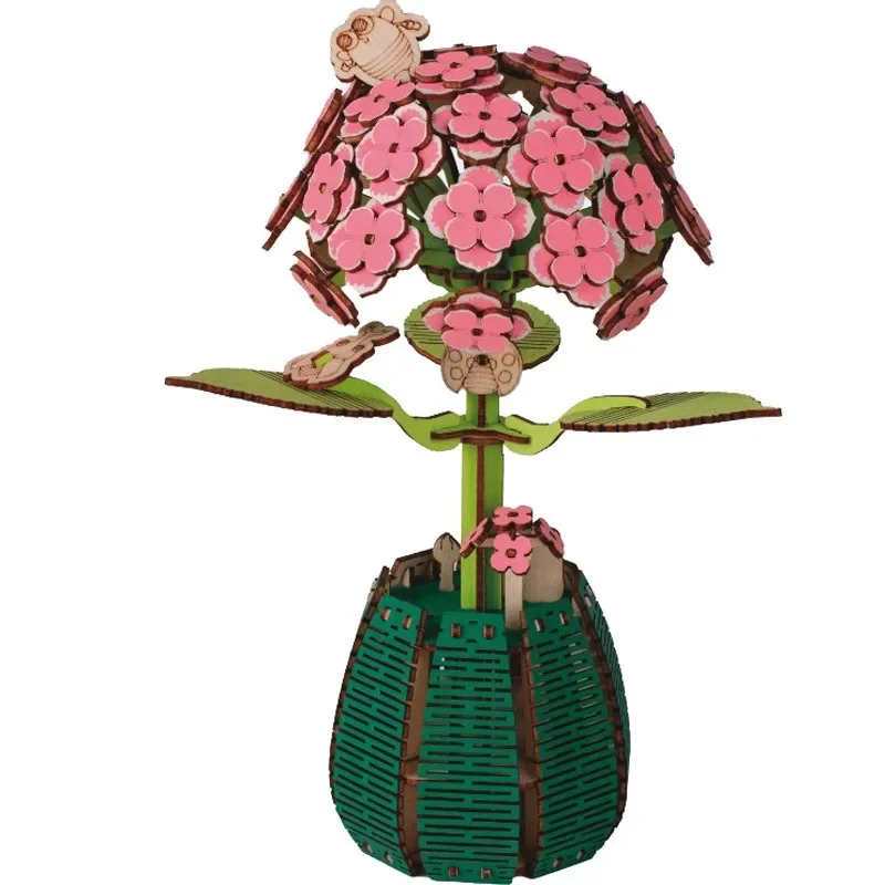 3D Wooden Three-dimensional Puzzle Wooden Puzzle Assembling Toy Handmade Ornament Decoration Girl  Educational Toys Sunflower