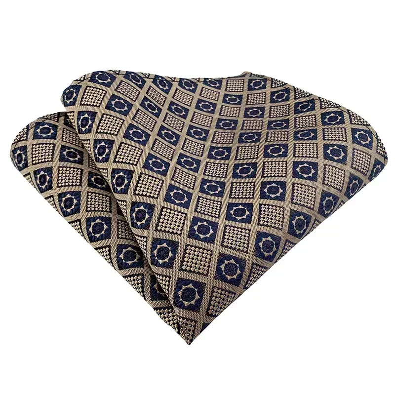 Silk Feel Mens Polyester Pocket Square Brown Green Blue Jacquard Hanky Best Man Korean Formal Wedding Bridegroom Handkerchief