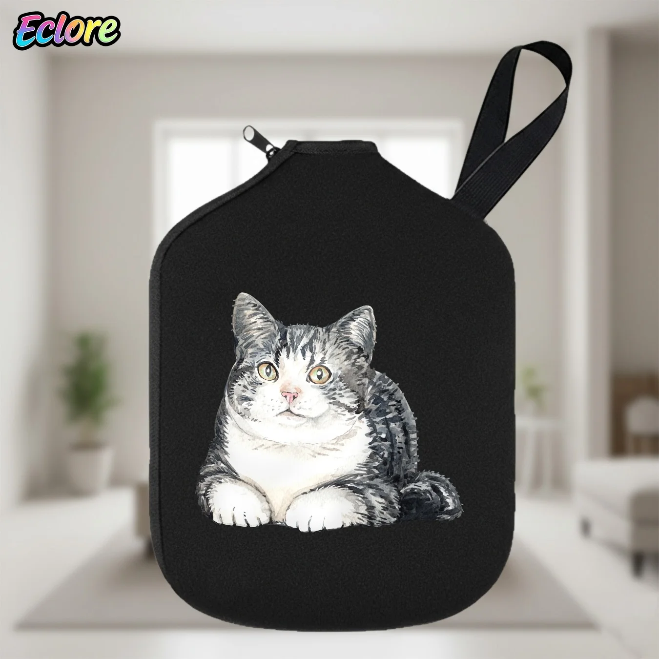 Cute Watercolor Cat Pickleball Paddle Cover Durable Protector Case for Paddle Sports Tournament Party Table Tennis Game