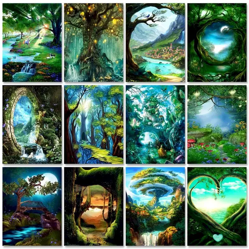 

GATYZTORY Forest Scenery Diy Painting By Numbers Handpainted On Canvas Coloring By Numbers Diy Gift Home Wall Decor