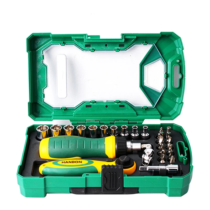 27Pcs 1/4 Inch Ratchet Screwdriver Socket Bit Set CR-V, 6PT Sockets PH Hex Bits for Car Home Repair Hand Tool Kit