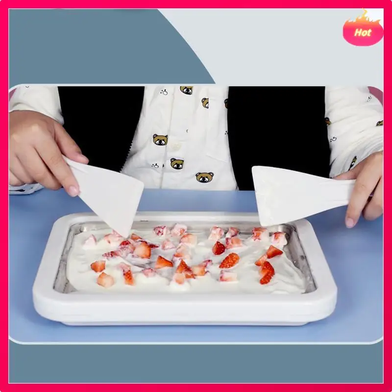 Ad-máquina de sorvete iogurte congelado pan mini máquina de iogurte frito rolado fabricante de sorvete com 2 espátulas fritar placa de gelo