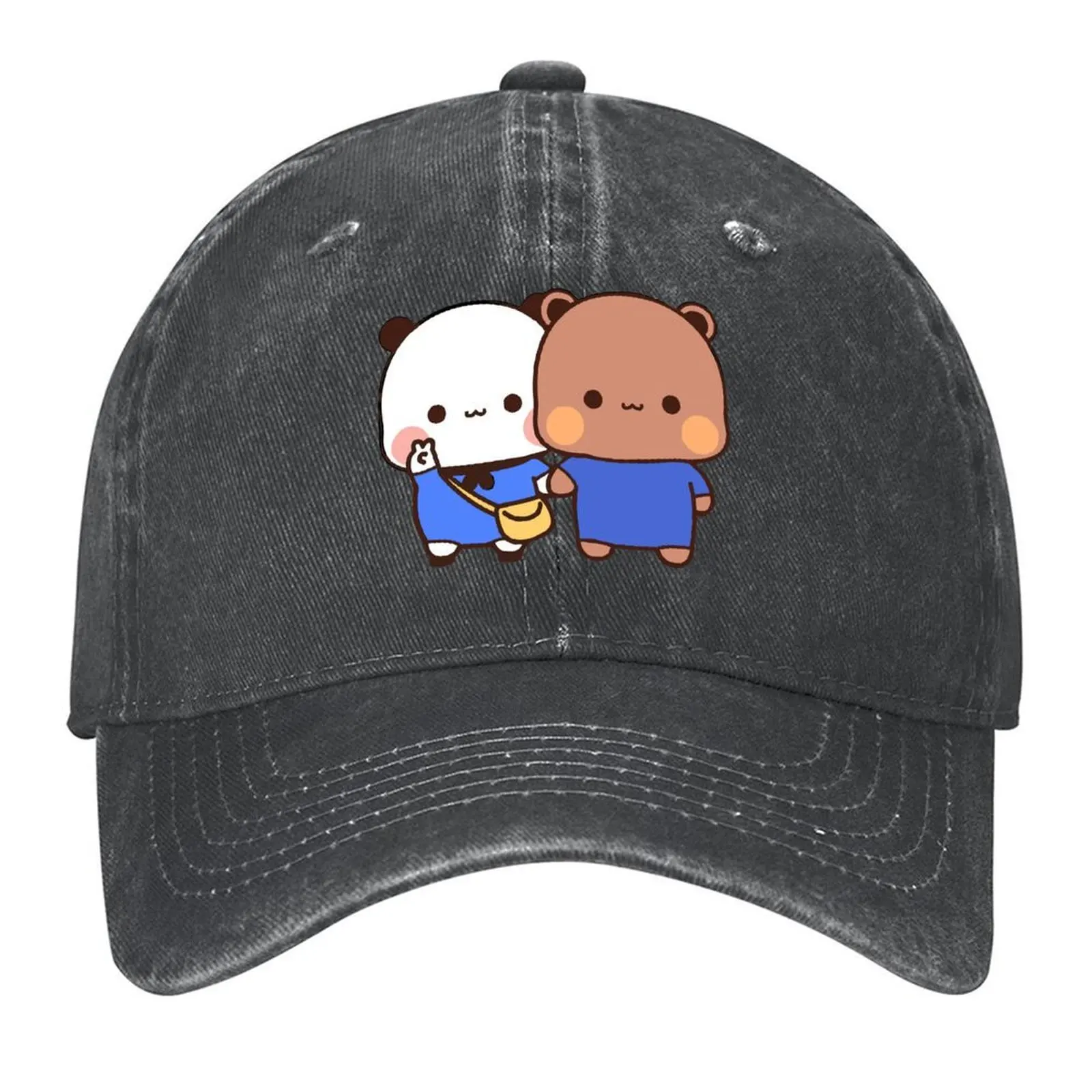 

DuDu Bear and BuBu Panda twining in blue Baseball Cap New In Hat Fishing cap fishing hat Mountaineering Boy Child Women's