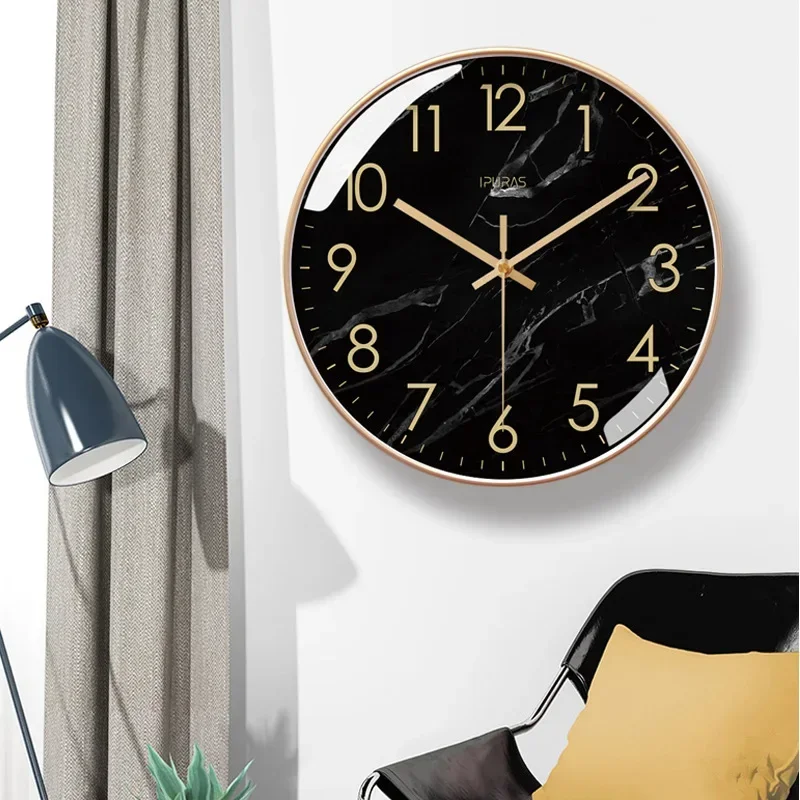 2026 10/12/14-inch Marble Texture Wall Clock Living Room Decoration Simple Nordic Fashion Home Decor Silent Quartz Clock