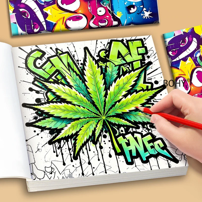 1 Volume of Personalized and Trendy Graffiti Coloring Album, Containing 24 Pages of Themed Patterns Adult Decompression Coloring