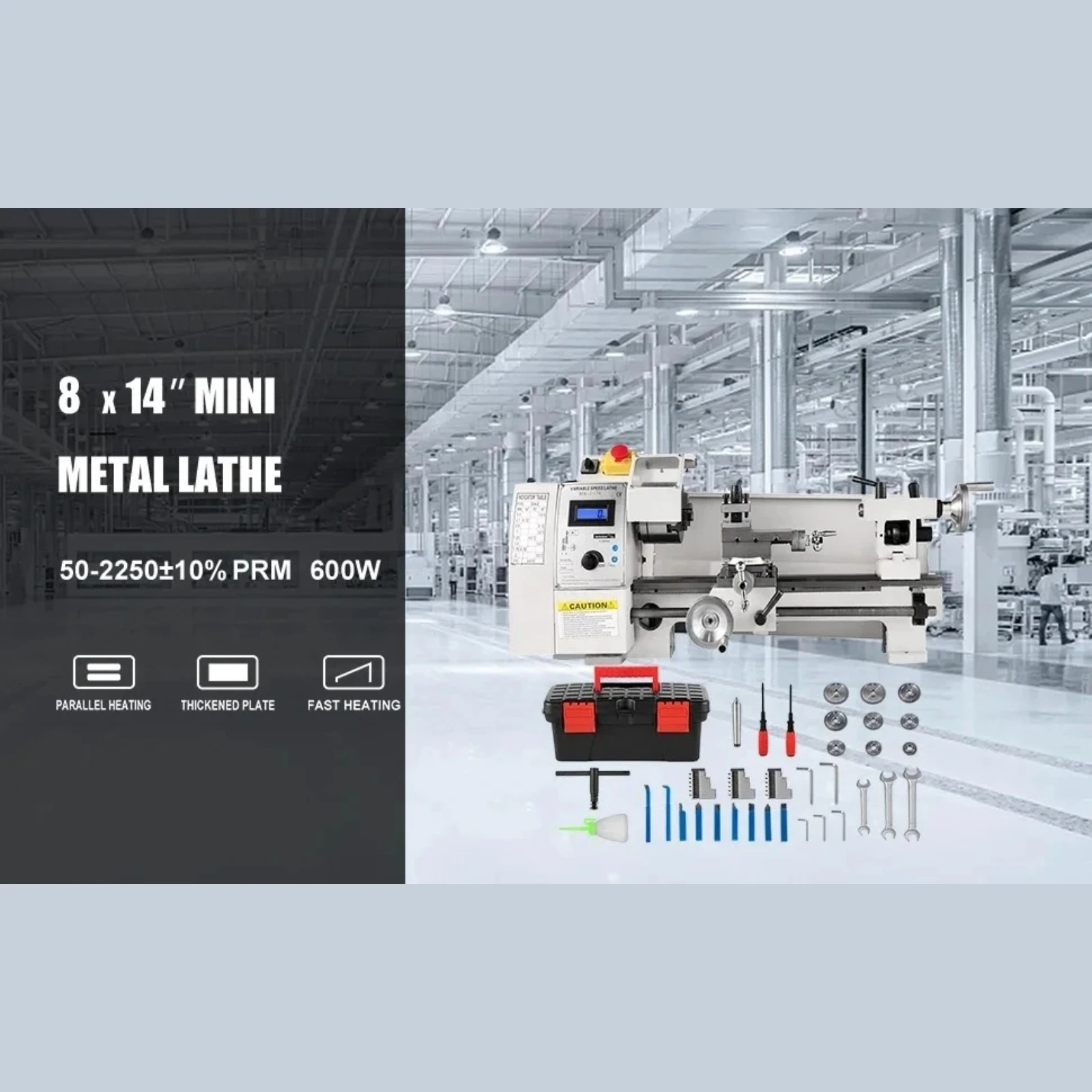SIHAO Compact Benchtop Metal Lathe 8×14 Inch, Variable‑Speed Hobby Turning Machine, All‑in‑One Metalworking Tool for Turning, Drilling, Threading, Milling DIY Craft Projects