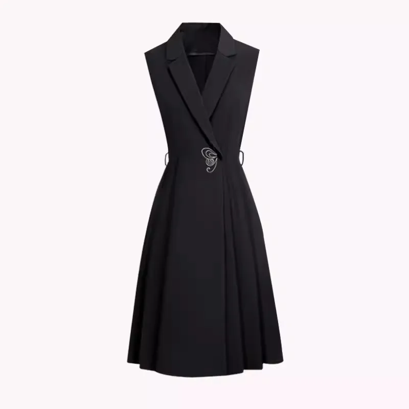 

Suit Skirt Vest Female 2024 Spring and Autumn Long Slim Waistcoat Sleeveless High Fashion Professional Coat Top