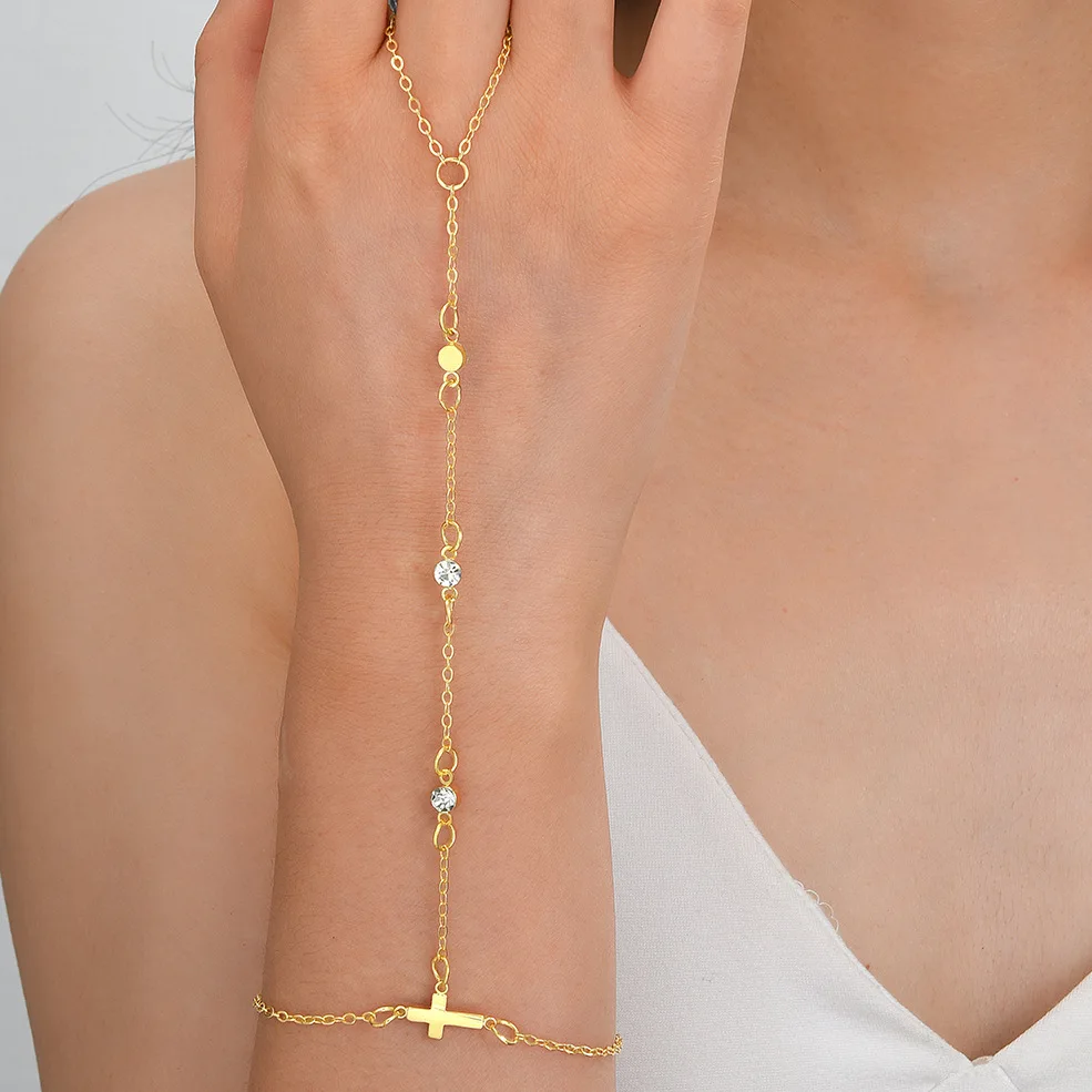 New Integrated Cross Bracelet, Environmentally Friendly Alloy, Versatile Metal Chain for Daily Use, Hand Back Chain for Women