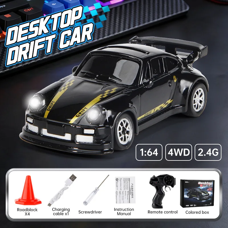 

Радиоуправляемая профессиональная дрифт-машина 1:64, 2.4G, 4WD, с управляемой LED-подсветкой, миниатюрная настольная игрушка для детей и взрослых