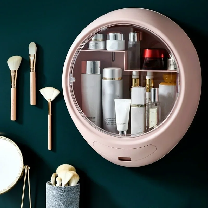 

New Wall-mounted Cosmetic Storage Box Bathroom Waterproof Large-capacity Punch-free Dust-proof Skin Care Product Rack