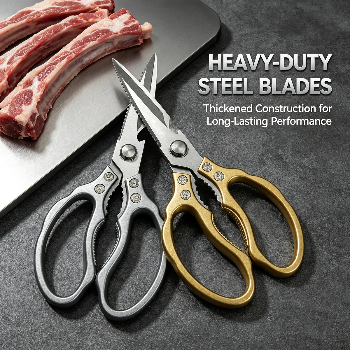 1Pc,Stainless Steel Kitchen Scissors Handle For Cutting Chicken Bones Meat Fish Scissors Kitchen Accessories Kitchen Scissors