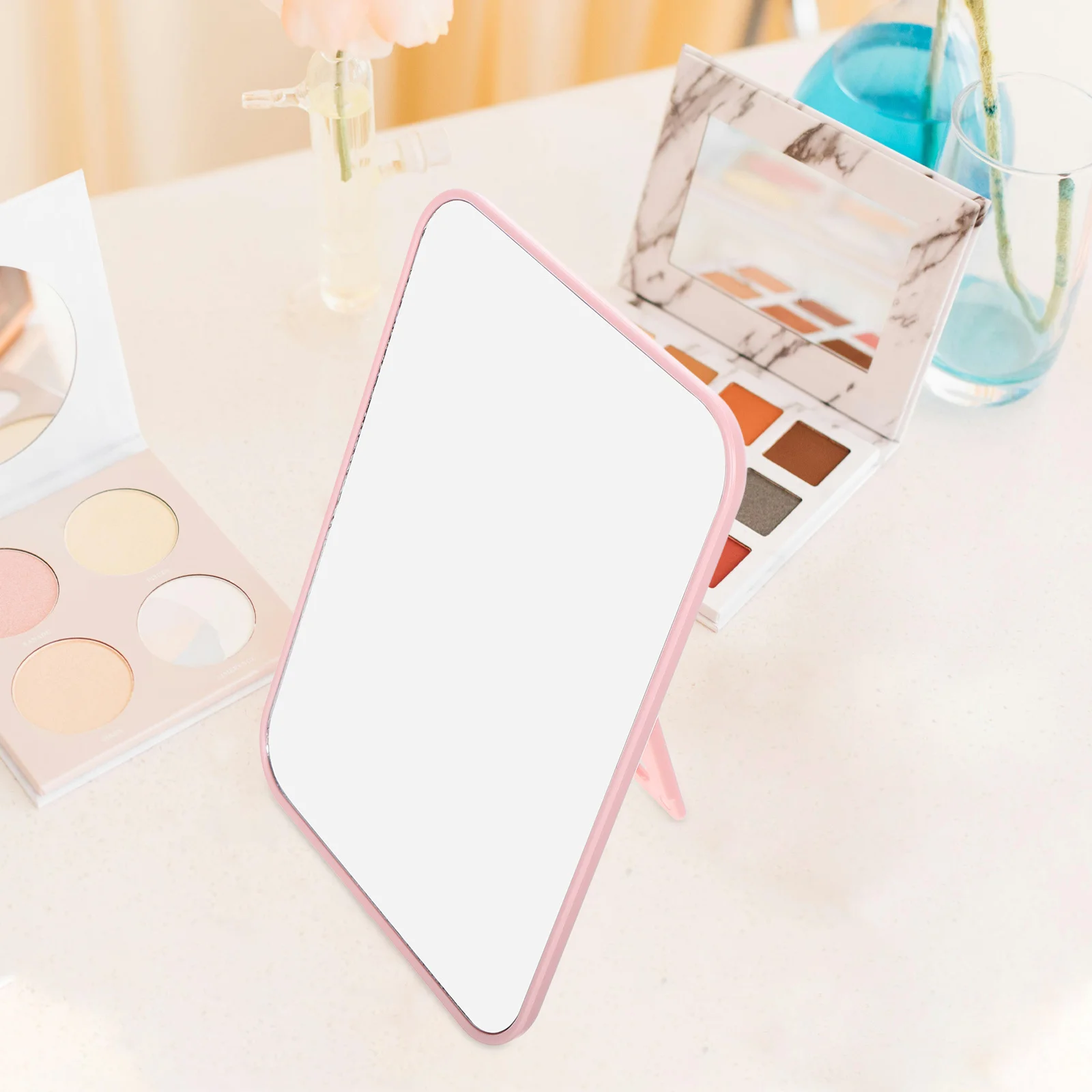 مرآة مكياج مكتبية محمولة قابلة للطي معلقة في أي مكان، متعددة الوظائف تعمل باللمس، مرآة طاولة صغيرة للسفر