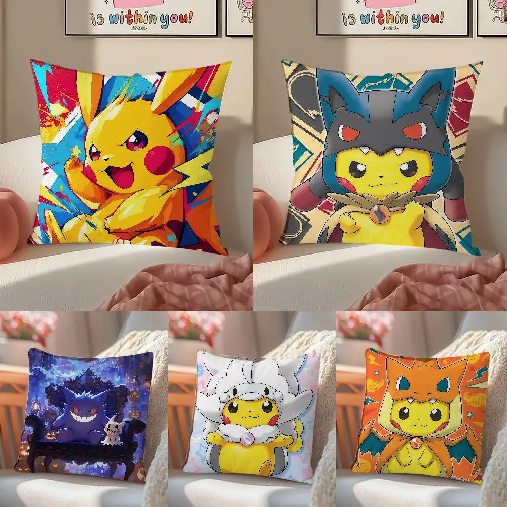 Pokemon Battle Legends Anime Plush Pillow Cover Soft Short Plush Cushion Cover For Sofa Bedroom Home Decor Gift