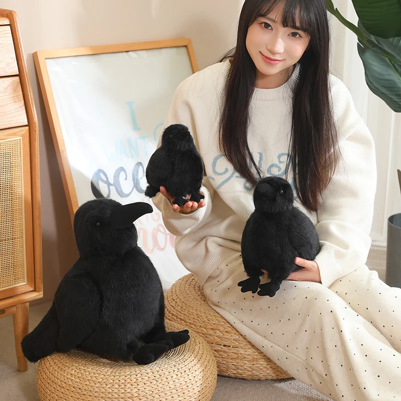 15-35 センチメートルリアルな黒カラスぬいぐるみソフトで快適な高品質手作りカラス人形スーパークールな部屋の装飾素敵なギフト