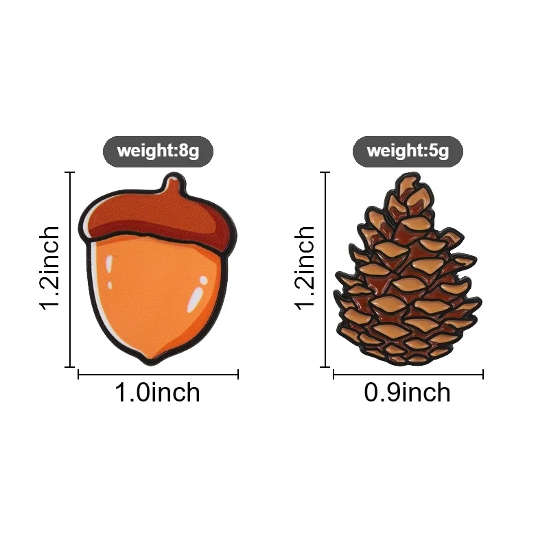 Acorn and Pine Cone Badge, Vintage Forest Autumn Plant Enamel Pin, Fashion Backpack Clothes Accessory, Gift For Nature Lovers