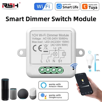 Tuya WiFi/Zigbee Smart Dimmer Switch Module 2 Way Control Dimmable Light Dimmer App Voice Control Works with Alexa Google Home