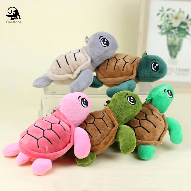 14cm Cute Cartoon Mini Turtle Doll Keychain Pendant Girl Woman Bag Doll Plush Toy Key Ring Jewelry Small Gift