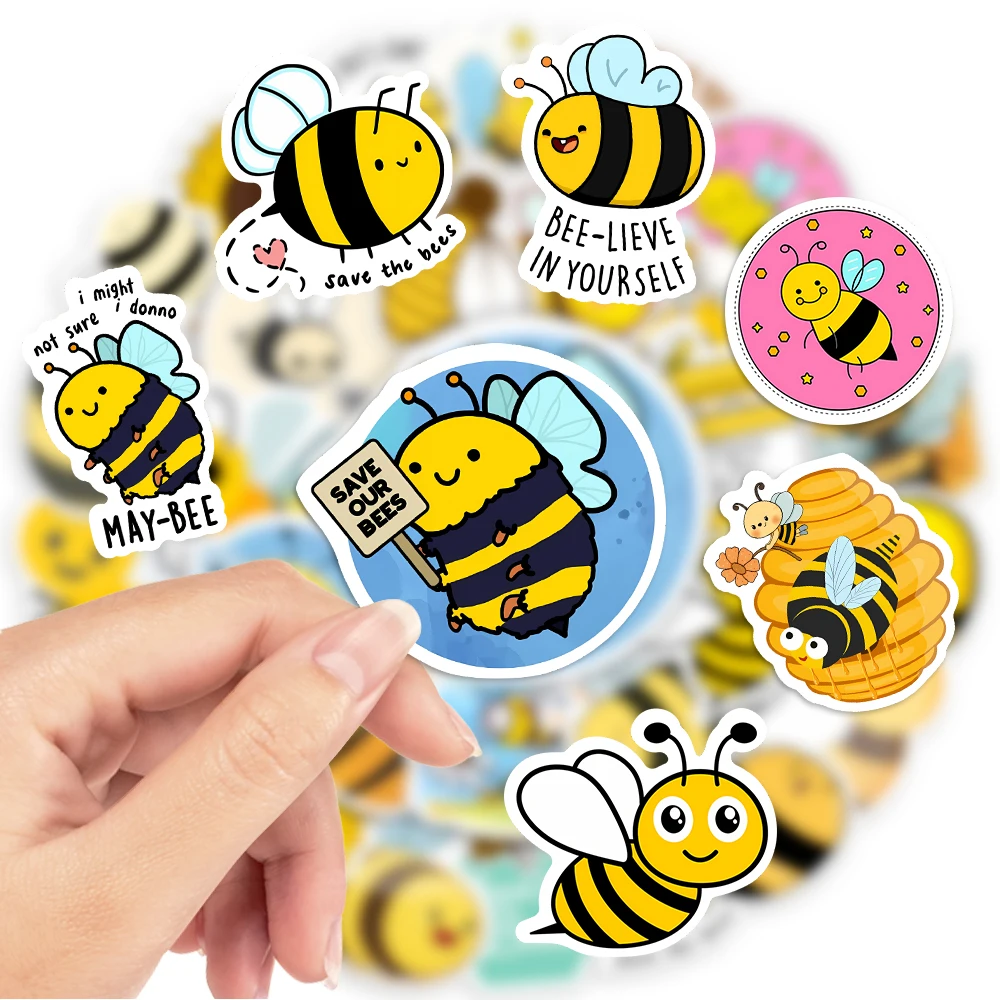 Kawaii Cartoon Honey Bee Stickers Cute Animals DIY Skateboard Laptop Luggage Cup Bike Motorcycle Phone PVC Waterproof Child Toys