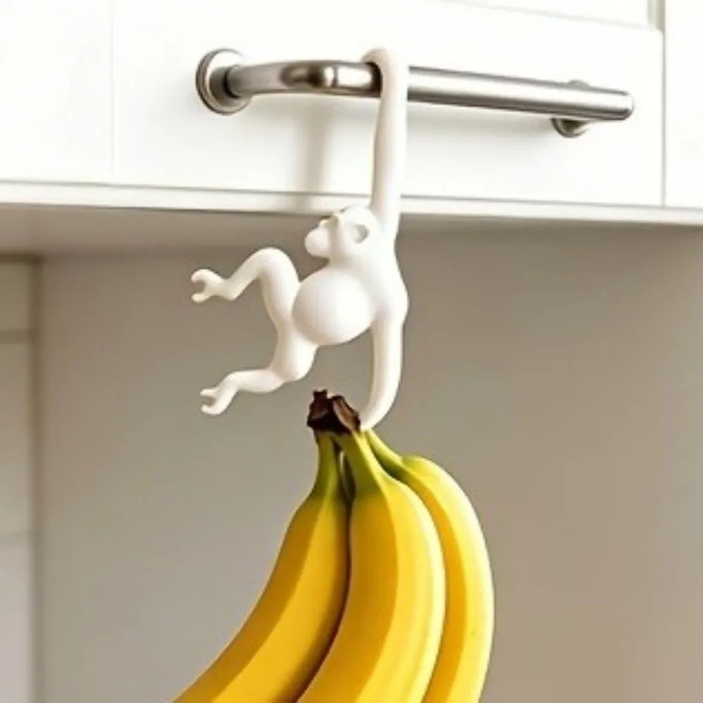 Practical 3D Printed Monkey Shaped Wall Hook Plastic Decorative Banana Hook Punch-free Key Hanger Living Room