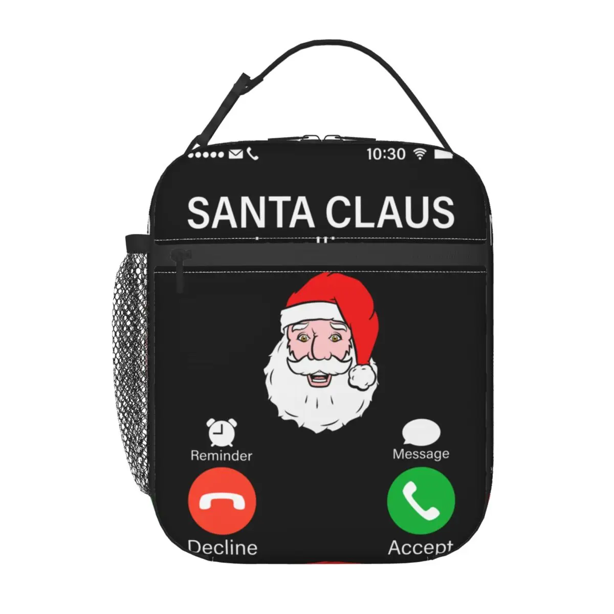 Santa Is Calling Merry Funny Holiday Phone Alert Lunch Bag Retro Lunch Box Work Insulated Tote Food Bags Designer Cooler Bag