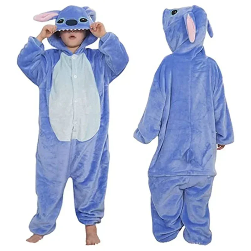 New 2025 Cosaim Kids Lilo Stitch Blue Jumpsuit Pajamas Costume Soft Carnival Cosplay for Girl Boy wat160