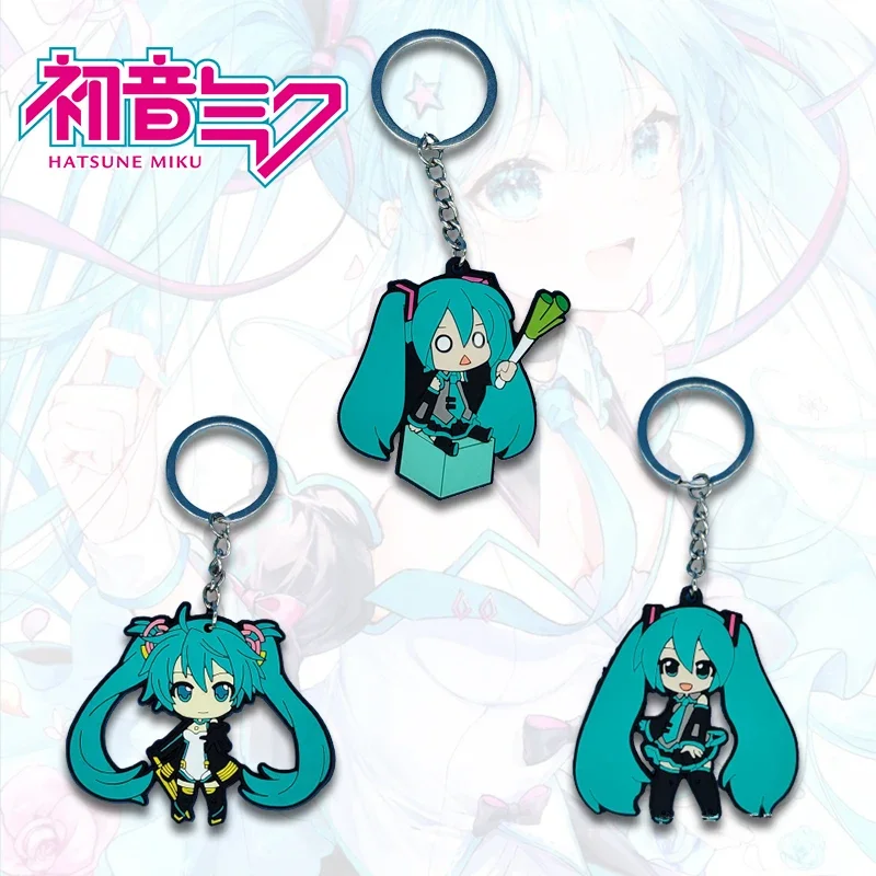 Llaveros de PVC Hatsune Miku, figura de Anime, lindo colgante, cantante Virtual, moda Kawaii, llavero de goma suave, decoración Kawaii, regalos para fanáticos