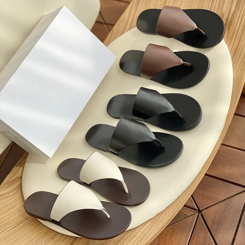 New Top Layer Cowhide Sandals Comfortable Casual Slippers Outerwear Flip-flops for Women