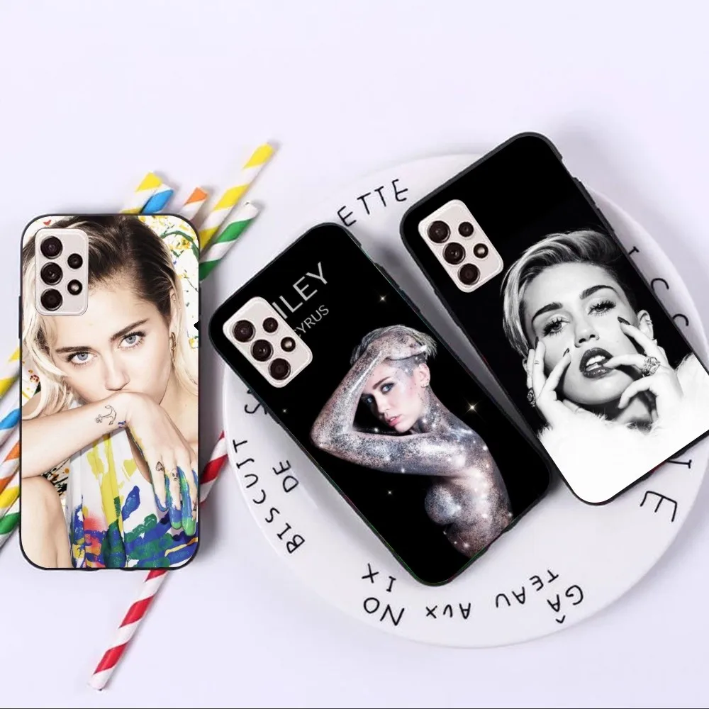 Cool Miley Cyrus Mobile Cell Phone Case for Samsung A91 A81 A73 A72 A71 A30S A20 A12 A13 A52 A53 4G 5G Black Phone Cover Funda