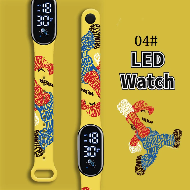 

Super Mario Bros Children's Watches Anime Character Luigi Luminous Bracelet Watch LED Touch Waterproof Sports Kids Gifts Watch