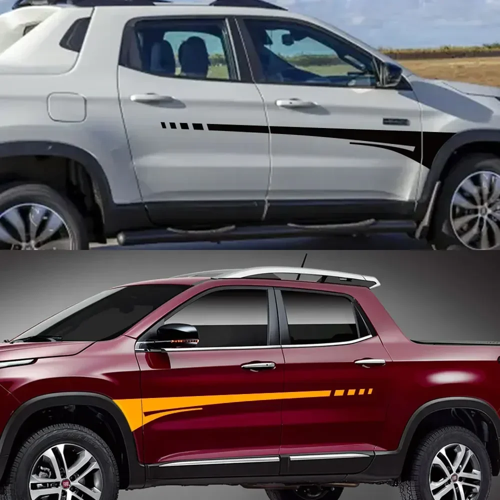 

Наклейки на боковую юбку пикапа в полоску для Fiat Toro Volcano Freedom Truck, виниловая декоративная крышка, наклейки для автомобиля, тюнинговая наклейка, наклейка