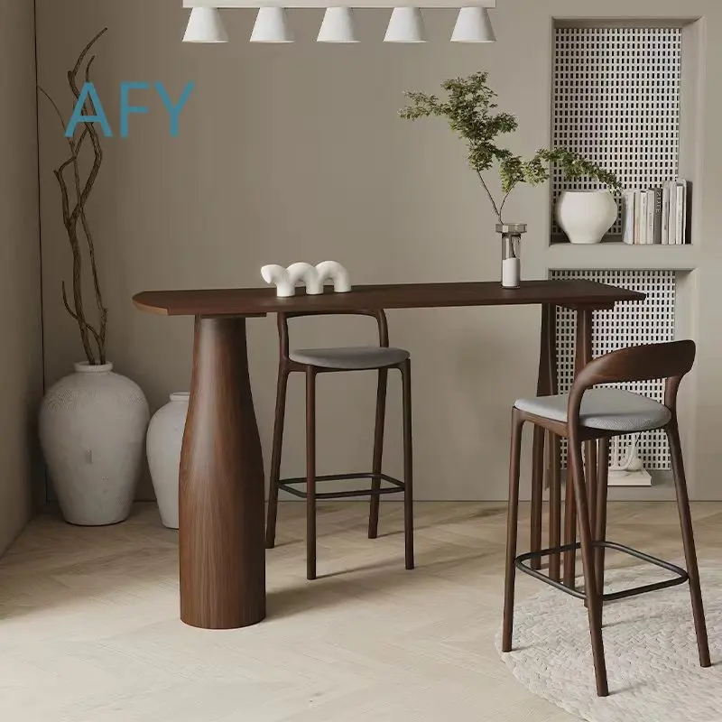 Wabi Sabi Solid Wood Bar Table for Home Living Room Partition Wall Mounted High Table for Tea Shop Coffee Shop Leisure Bar