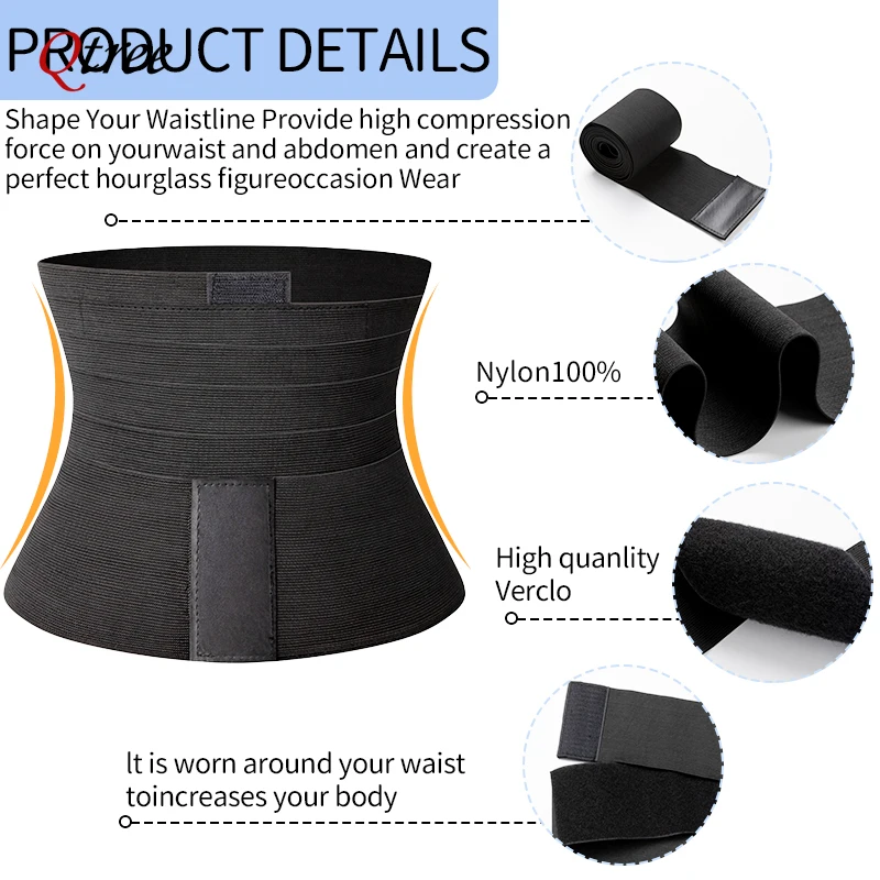 Qtree Men Waist Trainer Abdomen Reducer Snatch Me Up Bandage Wrap Slimming Belt Body Shaper Waist Trimmer Corset Belly Shapewear