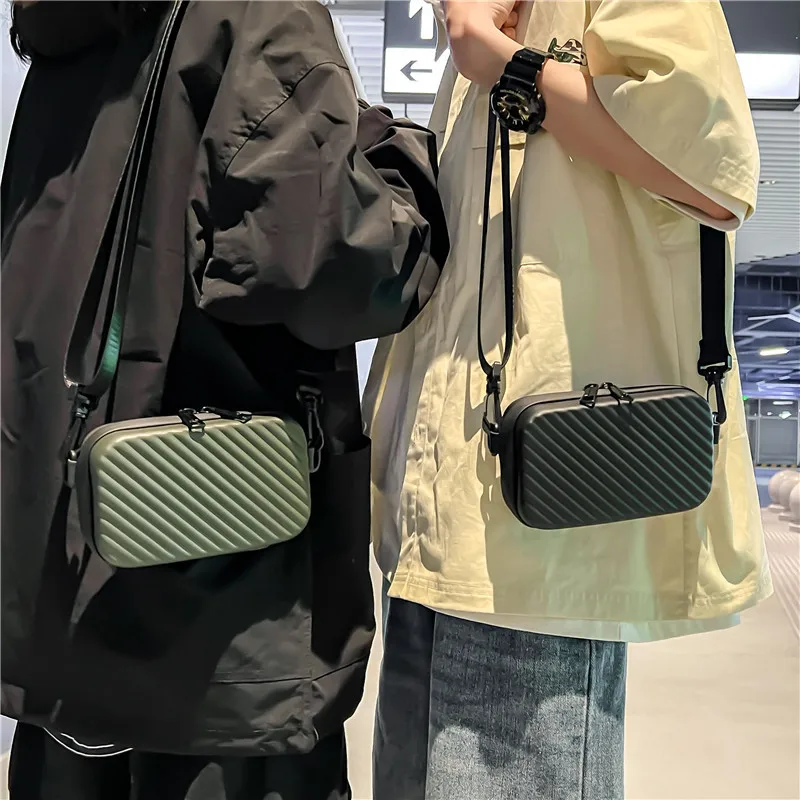 Fashion Box Crossbody Bag Men Hard Shell Mini Shoulder Bag For Men Crossbody Bags Waterproof Small Square Handbags Male Satchels