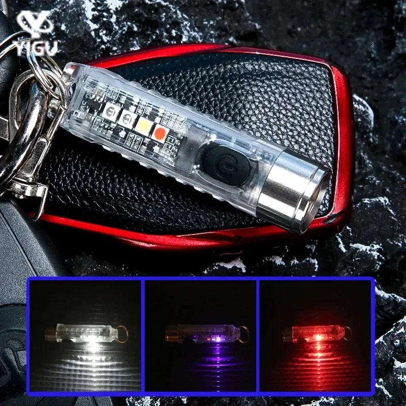 Mini LED EDC Flashlight Multi-function USB Rechargeable Keychain Torch With Magnetic Portable Powerful Outdoor Camping Lantern