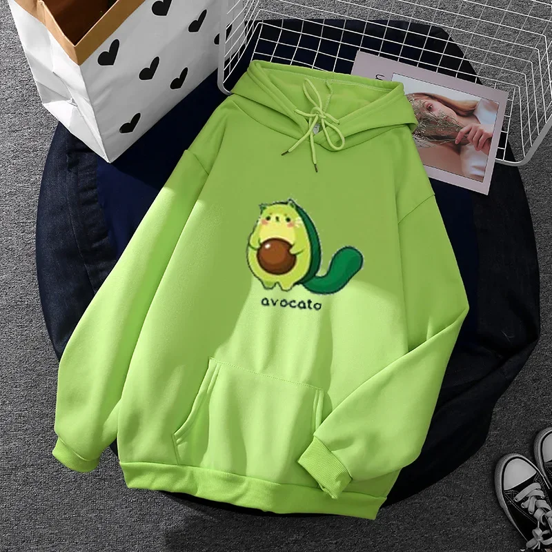 2022 Harajuku Funny Cartoon Avocado Print Ladies Hoodies Fashion Streetwear Pullovers Winter Womens Graphic Sweatshirt sudaderas