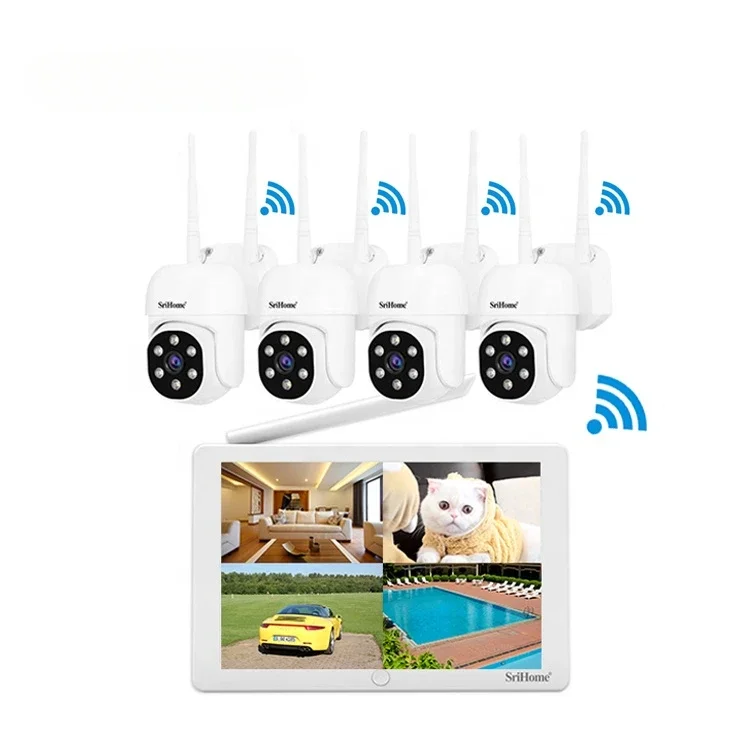 

New Wireless Wifi Security De Seguridad 4 Channel NVR 10.1 Inch LCD CCTV System Kit motion sensor