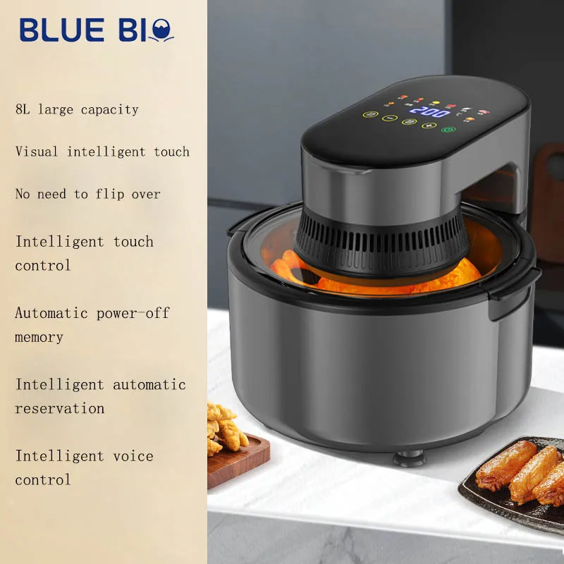 Luxury Touchscreen Voice Home Without Oil Oven 8L Intelligent Touch Control Digital Air Fryer