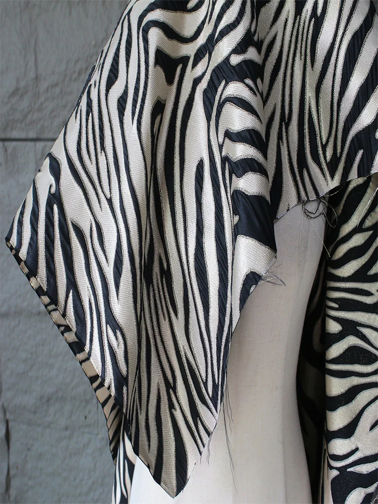 Jacquard Fabric Zebra Pattern Vintage Coat Windbreaker Clothing Designer Fabric Wholesale Cloth Diy Apparel Sewing Meters