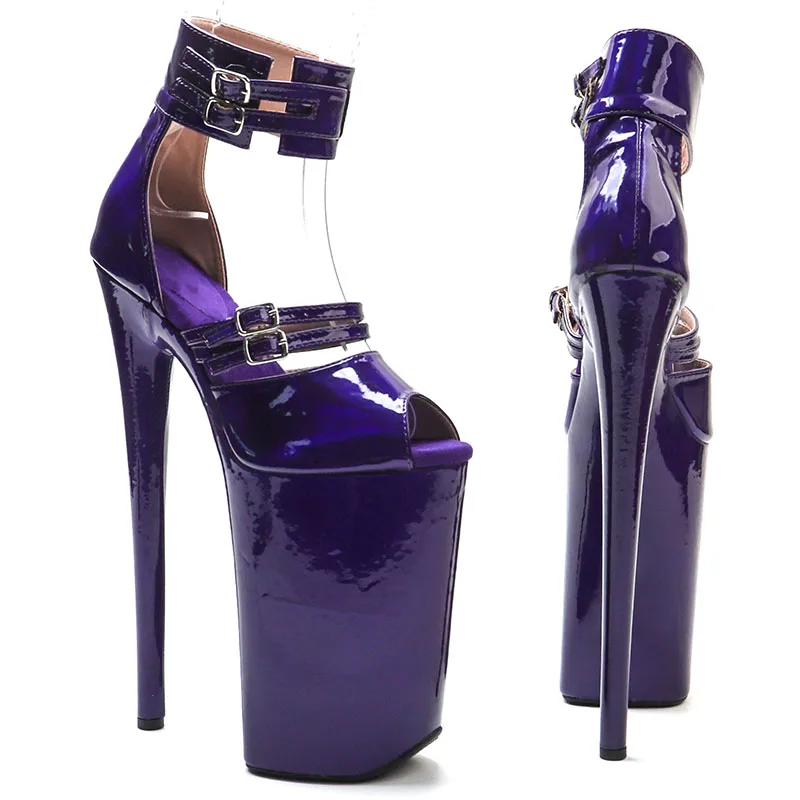 Leecabe  26CM/10inches Shiny PU  small open toe Trendy fashion High Heel platform  sandals stripper heel  Pole Dance shoes