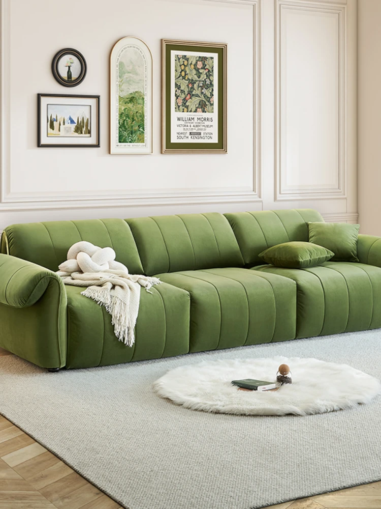 Small-sized dark green flannel electric sofa bed