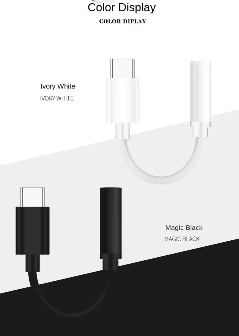 샤오미 화웨이 스마트폰용 편조 케이블 어댑터, USB-C C 타입에서 3.5mm 잭 헤드폰 케이블, 오디오 Aux 케이블 어댑터