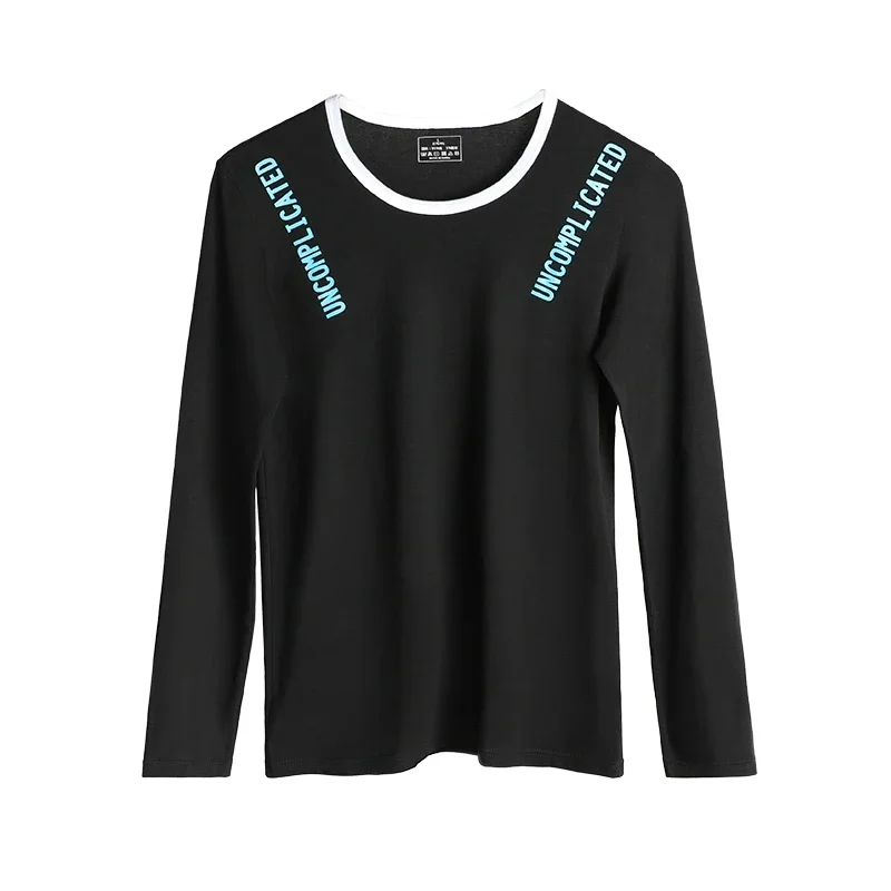 Men's cotton long Johns single thermal underwear base shirt thin youth trend to wear long sleeves round neck