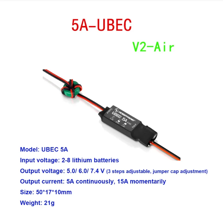 Hobbywing 5A Ubec V2 Air High Voltage Regulator Module 2-8S 5V 6V 7.4V 5A Adjustable BEC For RC Car Parts