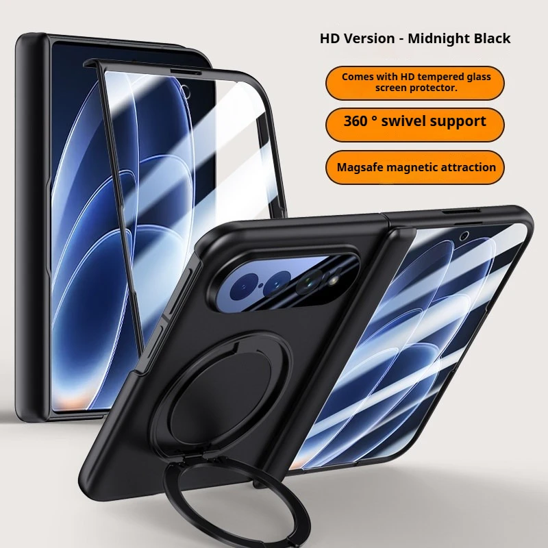 2-in-1Phone Case Built-in Screen Protector for Xiaomi18 Fold Luxury Full-Cover Hinge Skin-feel Frosted Magnetic Stand Phone Case