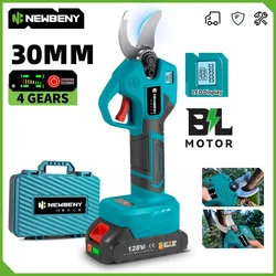 NEWBENY 30mm Brushless Electric Pruning Shears Cordless 4 Gears Fruit Tree Branches Scissors Power Tool For Makita Battery Pin