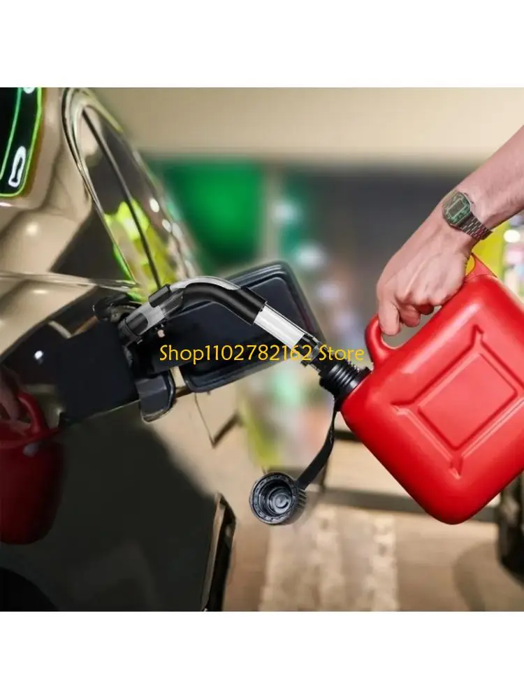 547B Refueling Hose with Clip, 38 Clear Curved Hose and Threaded End for Controlled Container Pouring and Filling Work