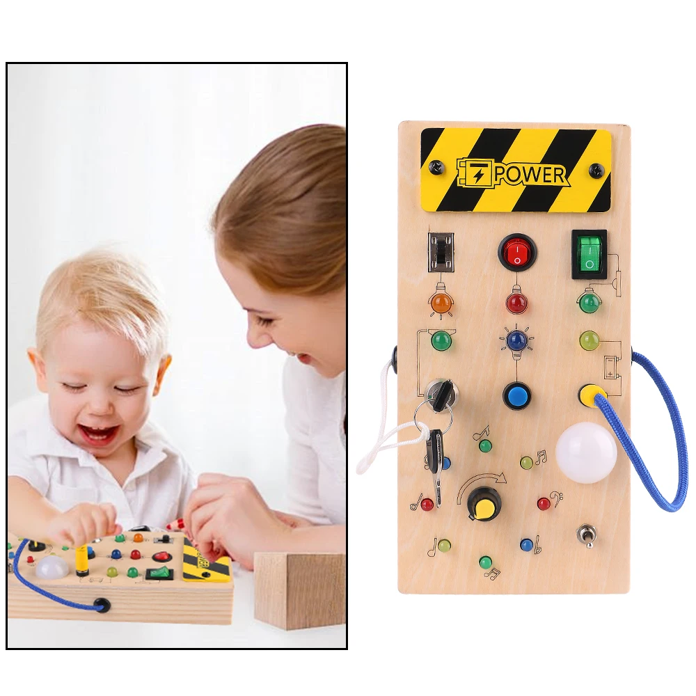 Switch Control Board Sensory Toys Travel Activities Children Games Switch Light Montessori Busy Board Wooden With LED Light