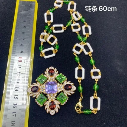 vintage-court-style-colorful-gemstone-accessories-gold-plated-necklace-brooch