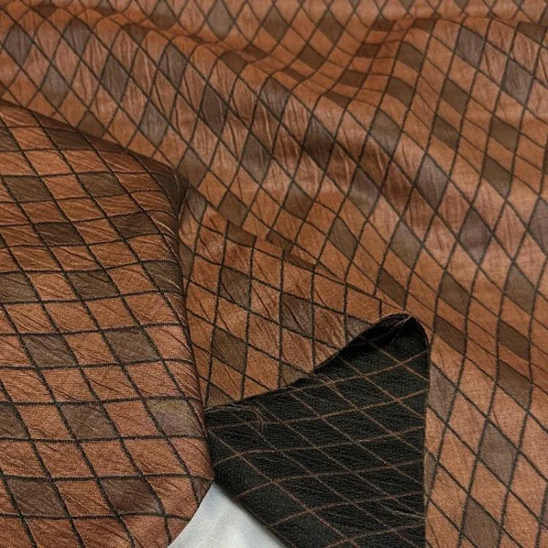 

Двухслойная жаккардовая ткань с ромбовидной сеткой, винтажная бронзовая ветровка на весну и осень, пальто, юбка, ткань для шитья своими руками по метрам